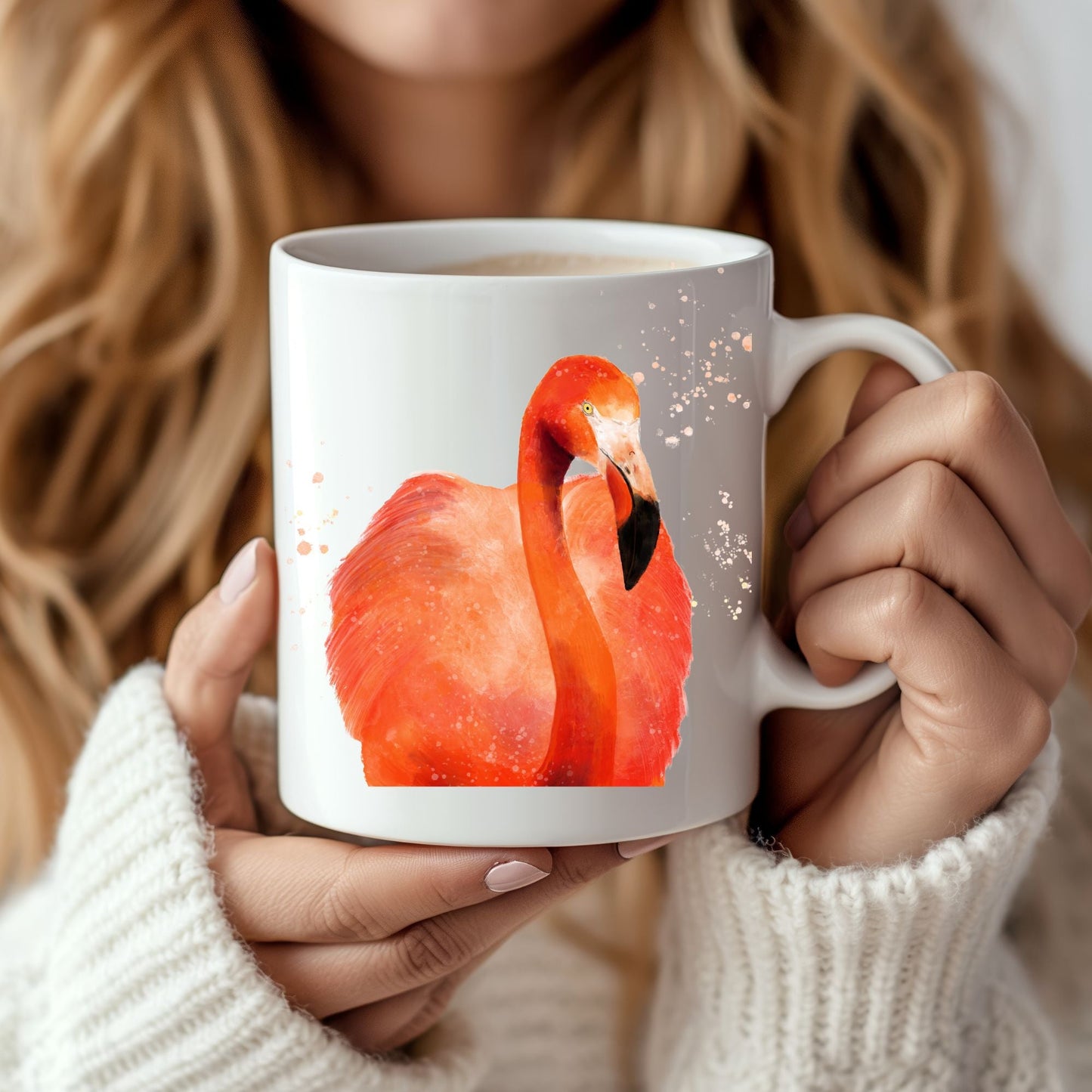 Vibrant Flamingo Portrait Ceramic Coffee Mug - MerikaArt