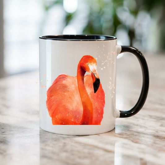 Vibrant Flamingo Portrait Ceramic Coffee Mug - MerikaArt