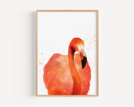 Vibrant Flamingo Watercolor Art Print – Bold and Elegant Wall Decor - MerikaArt