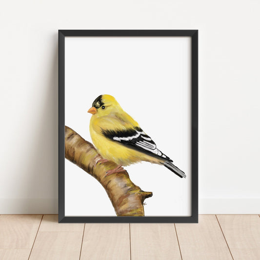Vibrant Goldfinch Art Print – Bright and Cheerful Bird Decor - MerikaArt