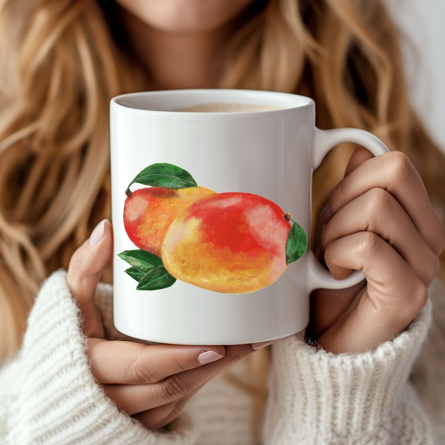 Vibrant Mango Mug with Tropical Fruit Art - MerikaArt