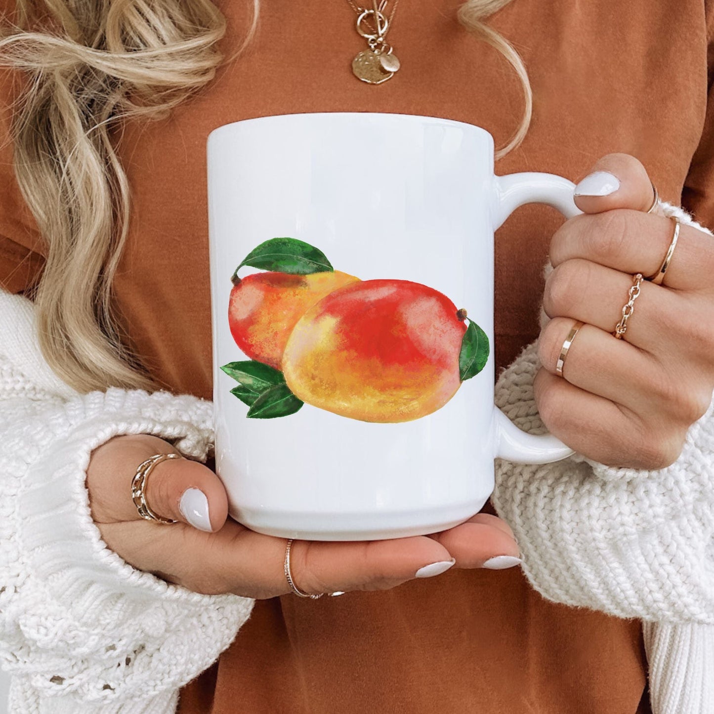 Vibrant Mango Mug with Tropical Fruit Art - MerikaArt