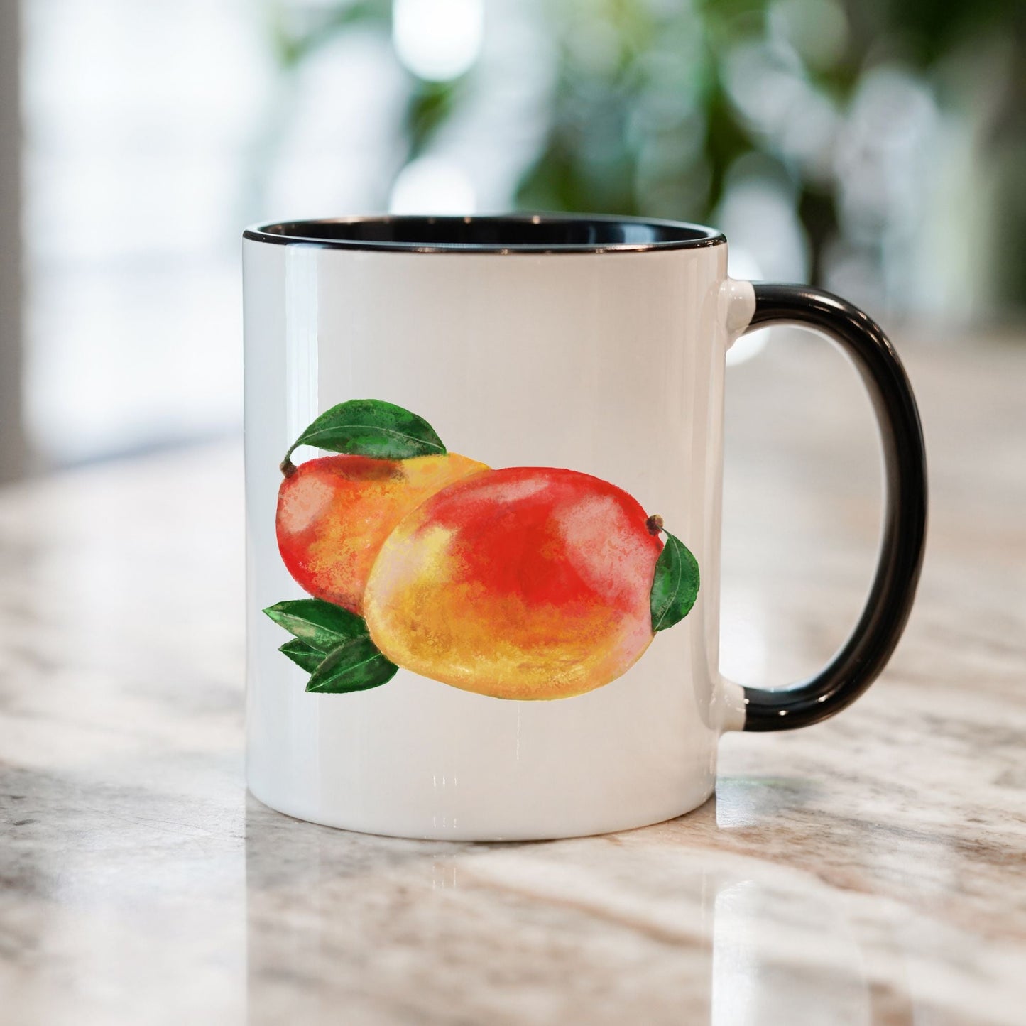 Vibrant Mango Mug with Tropical Fruit Art - MerikaArt