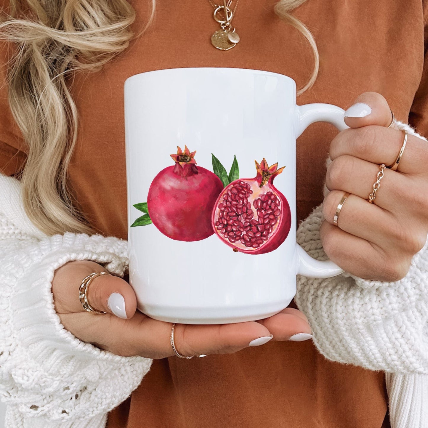 Vibrant Pomegranate Mug with Fresh Fruit Art - MerikaArt