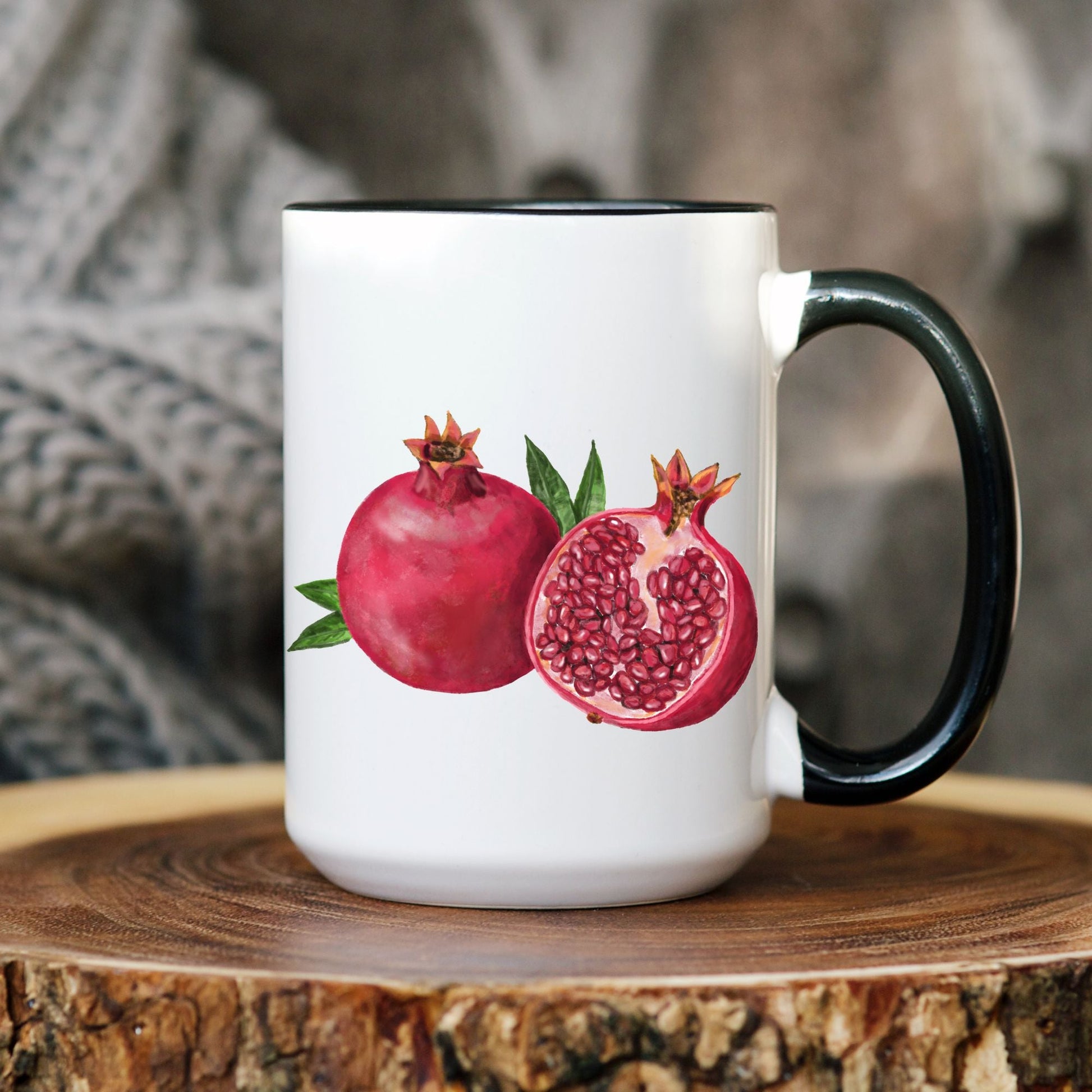 Vibrant Pomegranate Mug with Fresh Fruit Art - MerikaArt