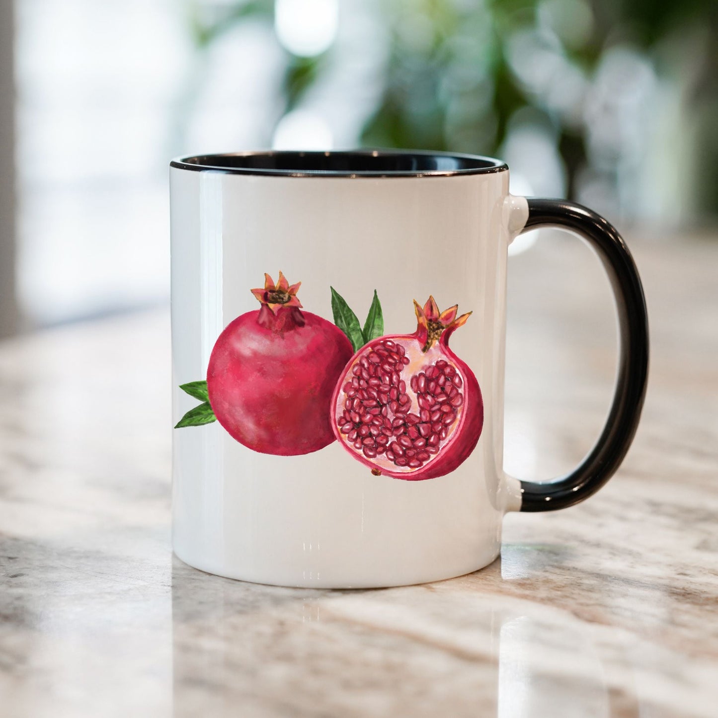 Vibrant Pomegranate Mug with Fresh Fruit Art - MerikaArt