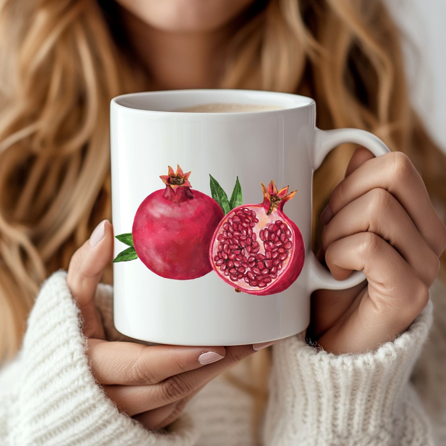 Vibrant Pomegranate Mug with Fresh Fruit Art - MerikaArt