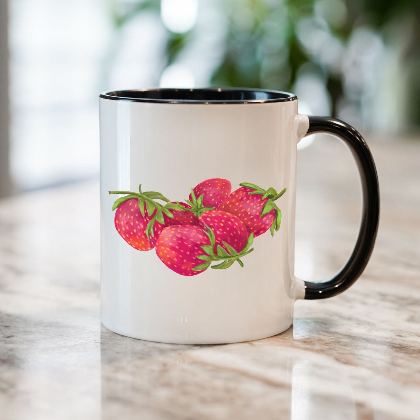 Vibrant Strawberry Mug with Fresh Fruit Art - MerikaArt