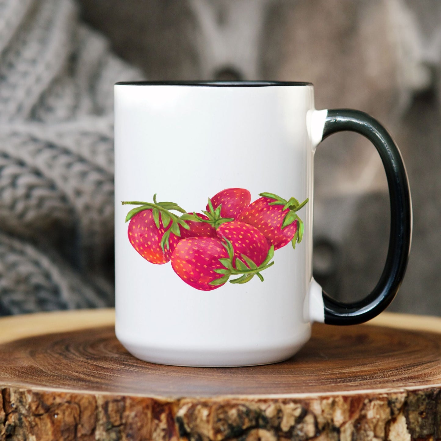 Vibrant Strawberry Mug with Fresh Fruit Art - MerikaArt