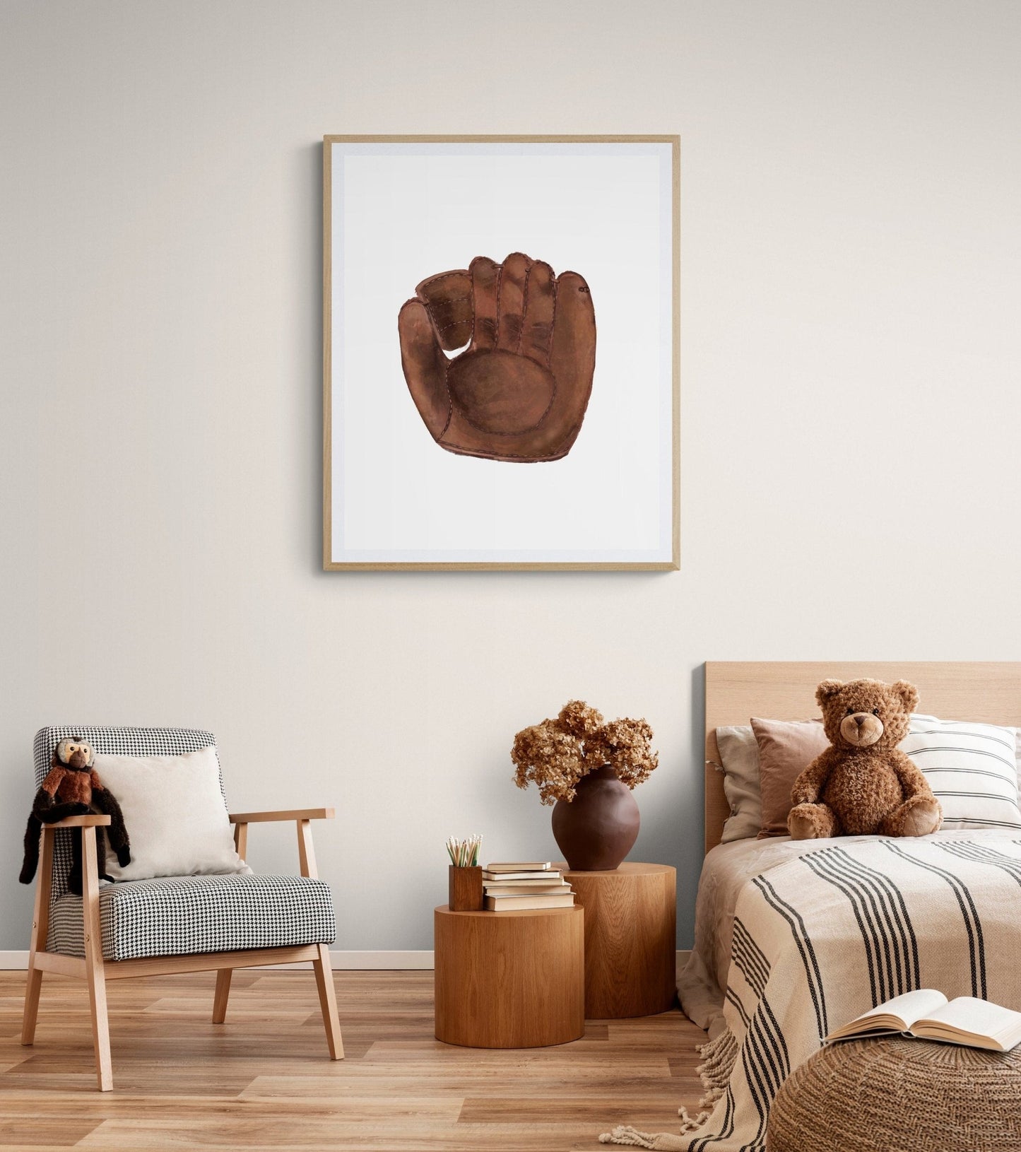 Vintage Baseball Gloves Print, Sport Painting, Boys Room Wall Art, Gift for Girls, Kids Wall Art, Nursery Decor, Sports Lover Drawing - MerikaArt