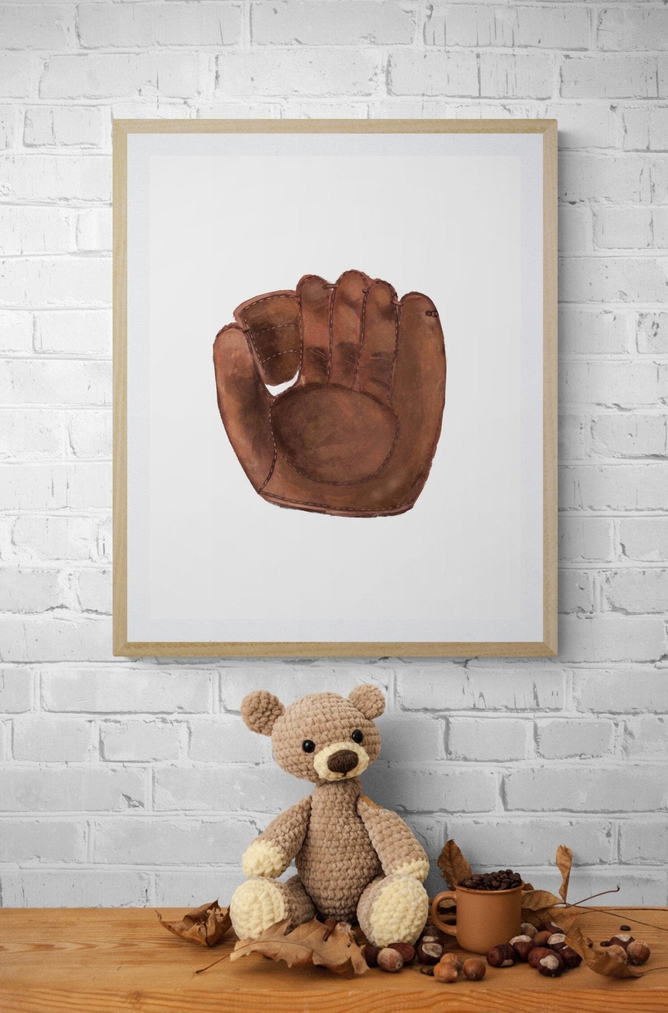 Vintage Baseball Gloves Print, Sport Painting, Boys Room Wall Art, Gift for Girls, Kids Wall Art, Nursery Decor, Sports Lover Drawing - MerikaArt