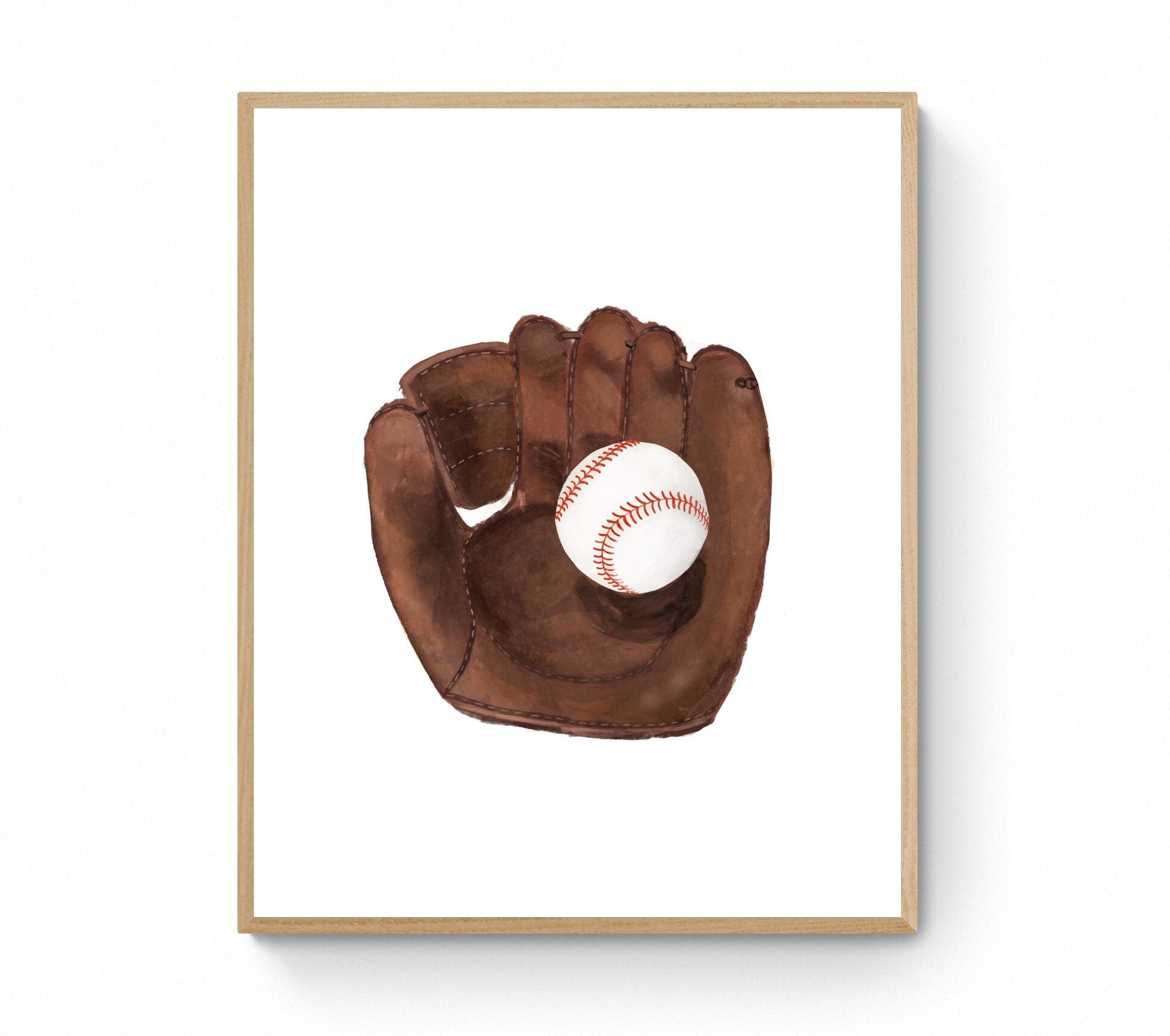 Vintage Baseball Gloves Print, Sport Painting, Boys Room Wall Art, Gift for Girls, Kids Wall Art, Nursery Decor, Sports Lover Drawing - MerikaArt
