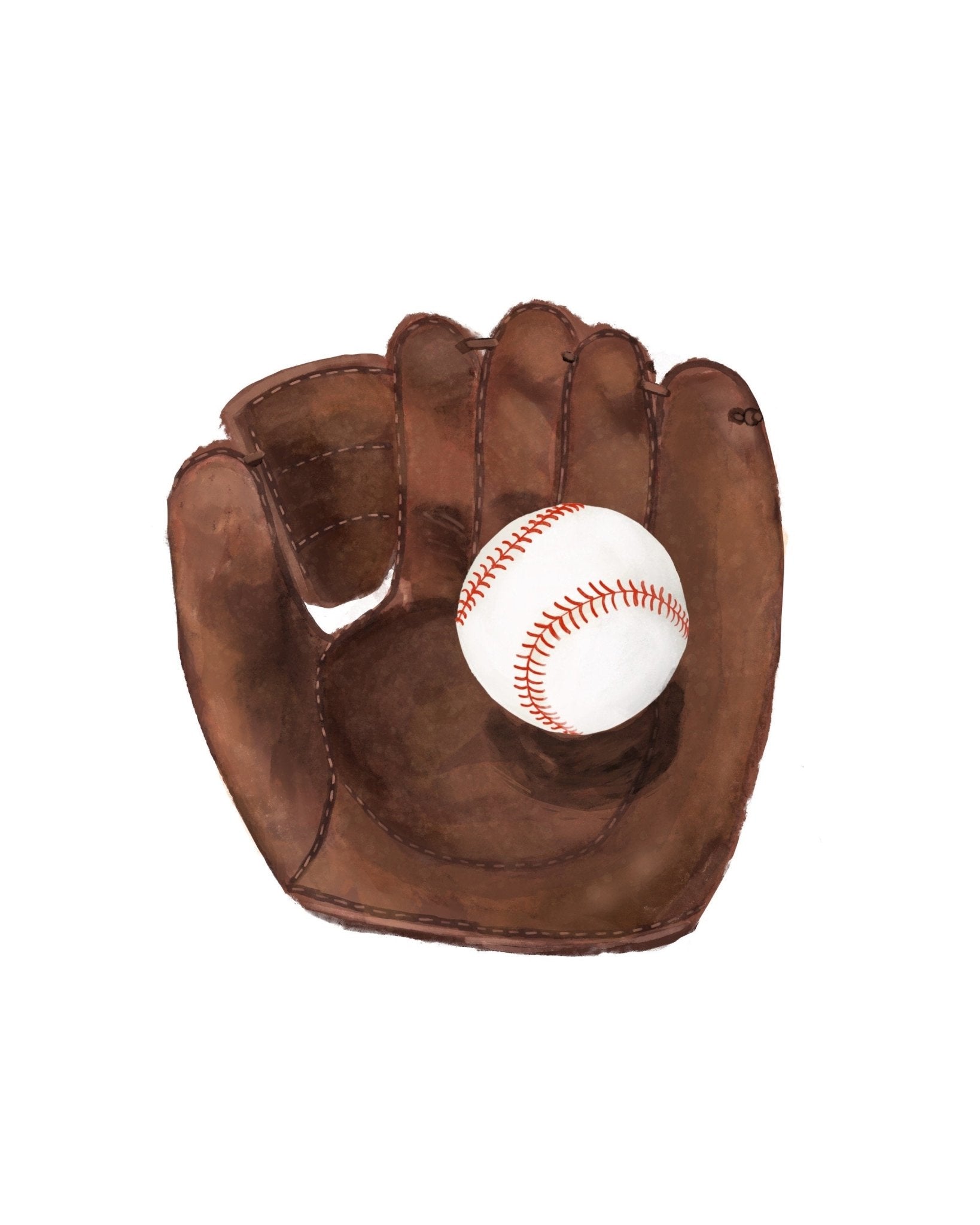 Vintage Baseball Gloves Print, Sport Painting, Boys Room Wall Art, Gift for Girls, Kids Wall Art, Nursery Decor, Sports Lover Drawing - MerikaArt