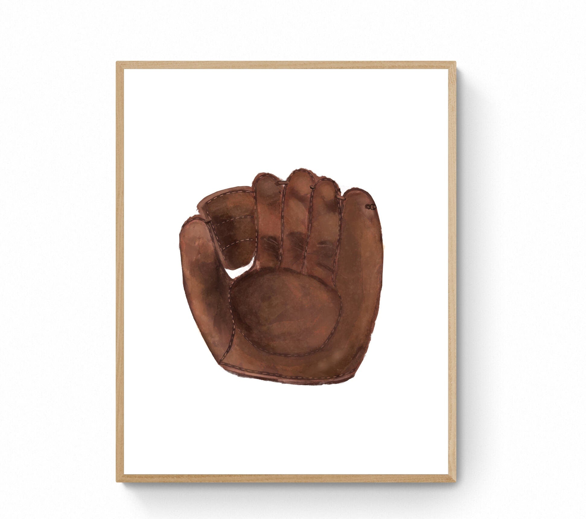 Vintage Baseball Gloves Print, Sport Painting, Boys Room Wall Art, Gift for Girls, Kids Wall Art, Nursery Decor, Sports Lover Drawing - MerikaArt