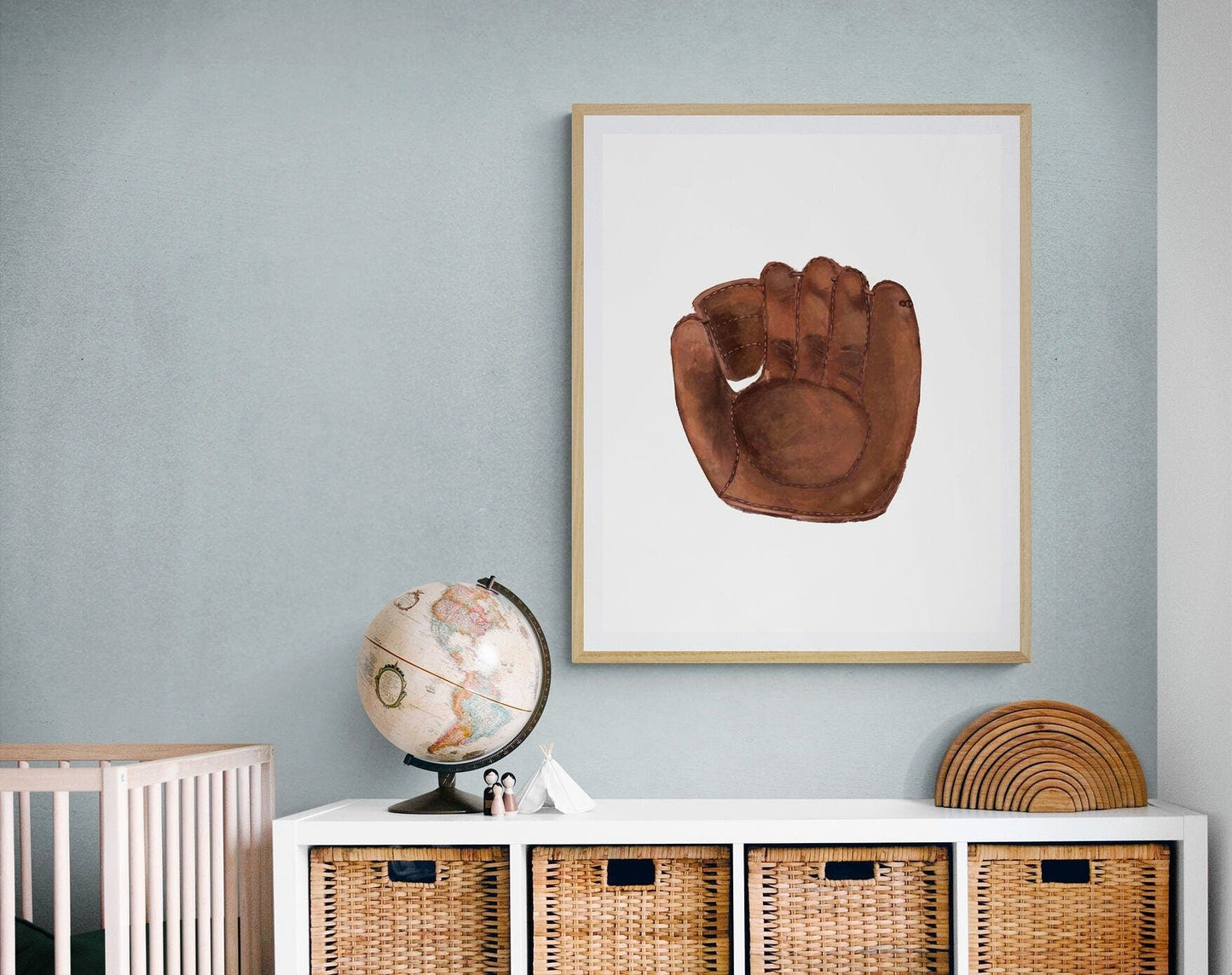 Vintage Baseball Gloves Print, Sport Painting, Boys Room Wall Art, Gift for Girls, Kids Wall Art, Nursery Decor, Sports Lover Drawing - MerikaArt
