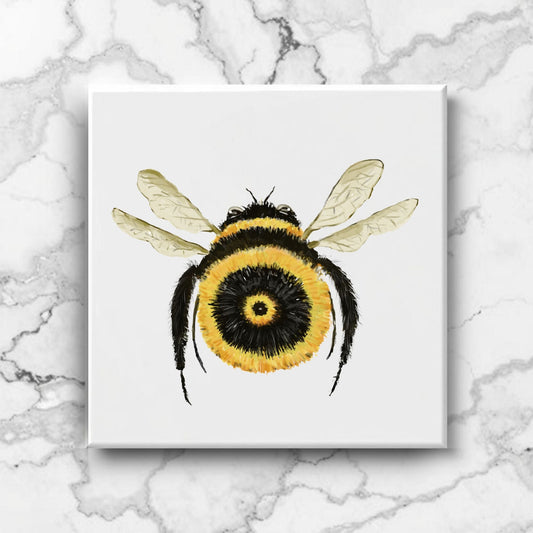 Whimsical Bumblebee Ceramic Tile - MerikaArt