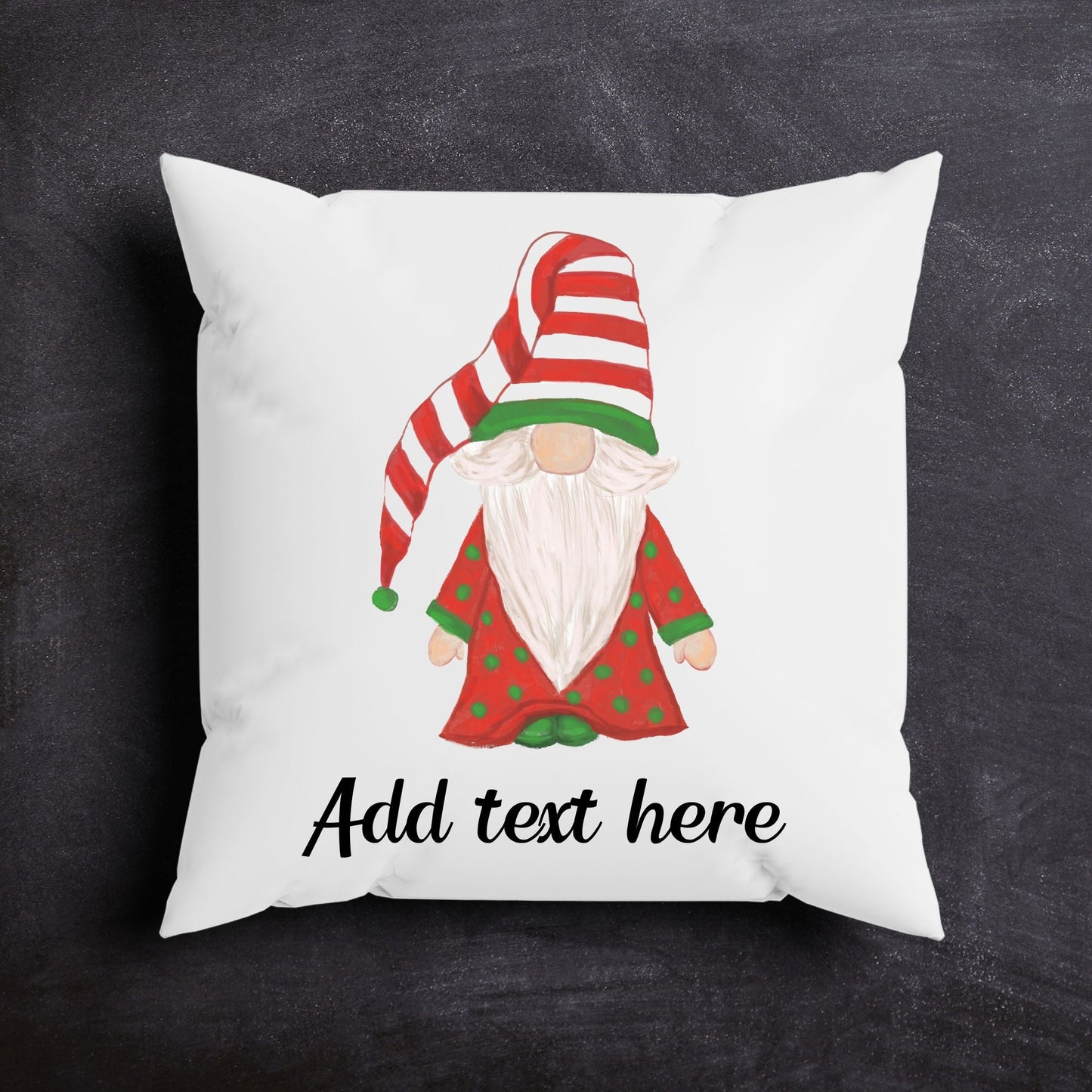 Whimsical Striped Christmas Gnome Pillow - Festive Holiday Decor - MerikaArt