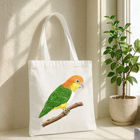 White Bellied Caique Canvas Tote Bag - MerikaArt