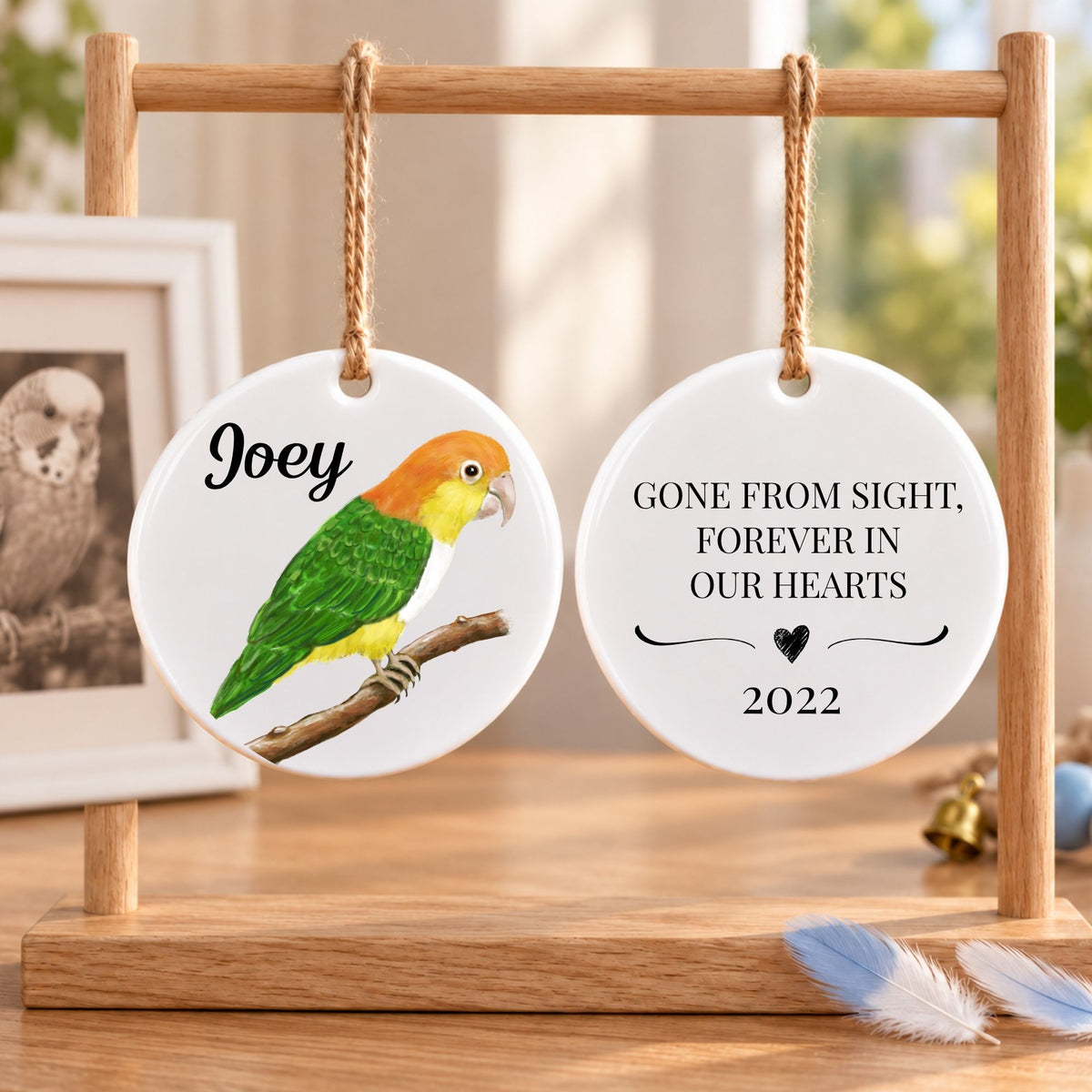 White Bellied Caique Ceramic Ornament - MerikaArt