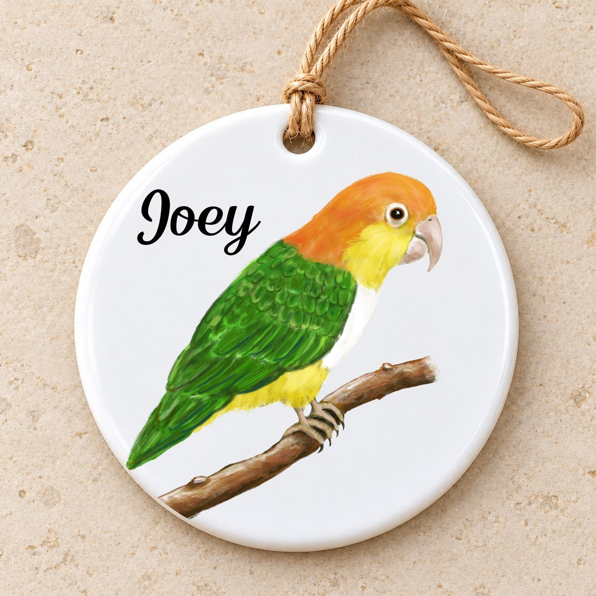 White Bellied Caique Ceramic Ornament - MerikaArt