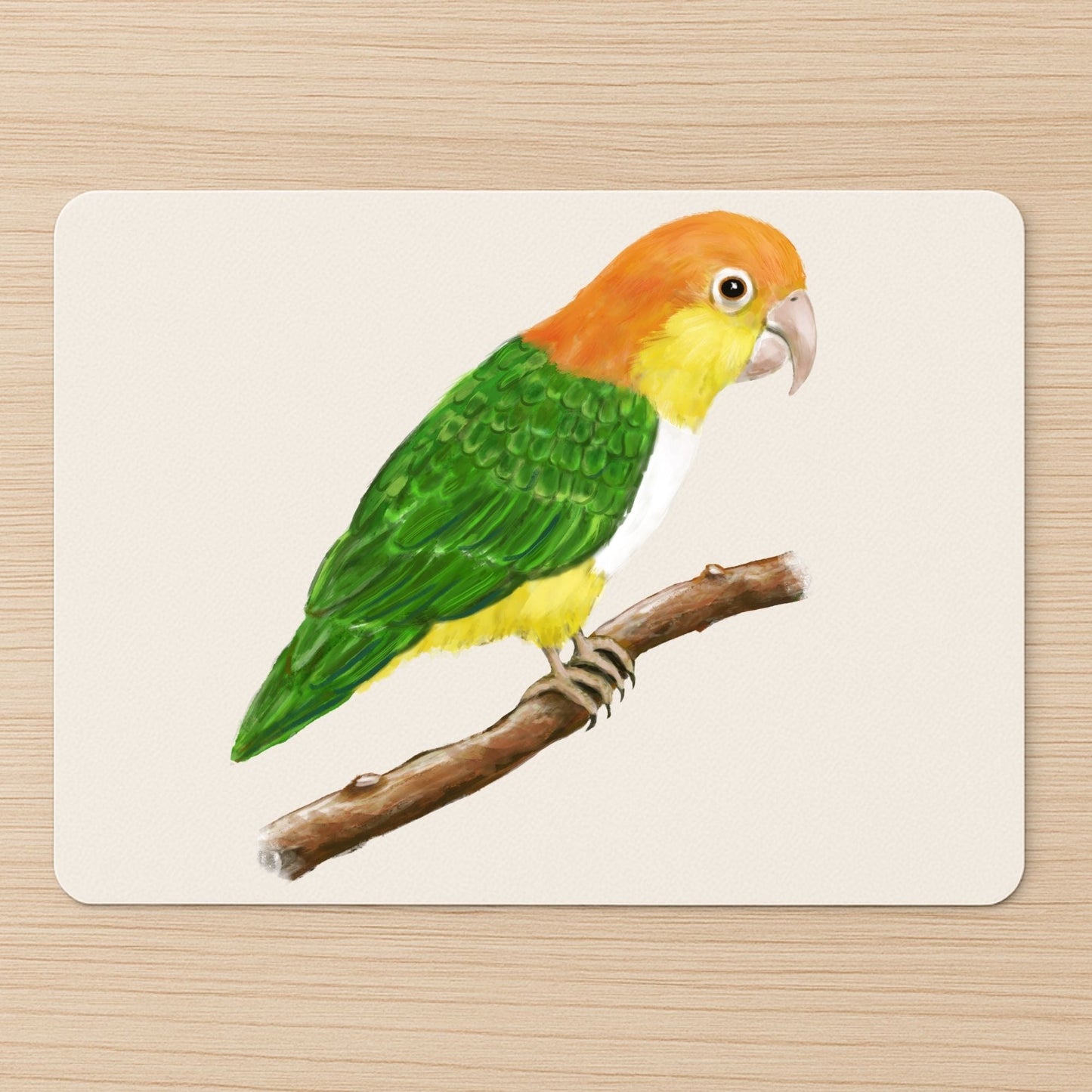 White - Bellied Caique Mousepad - MerikaArt