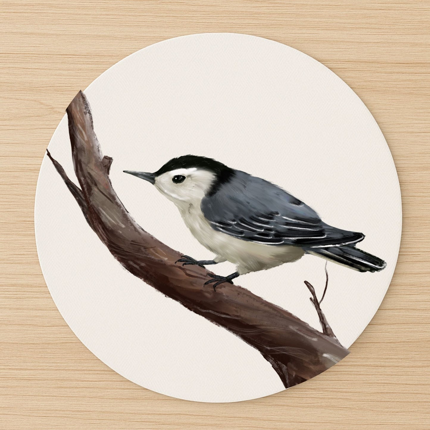 White - Breasted Nuthatch Mousepad - MerikaArt