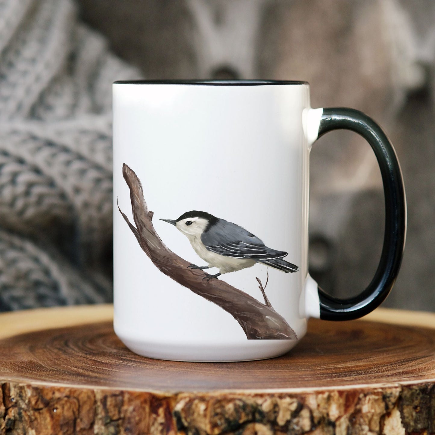 White Breasted Nuthatch Mug - MerikaArt