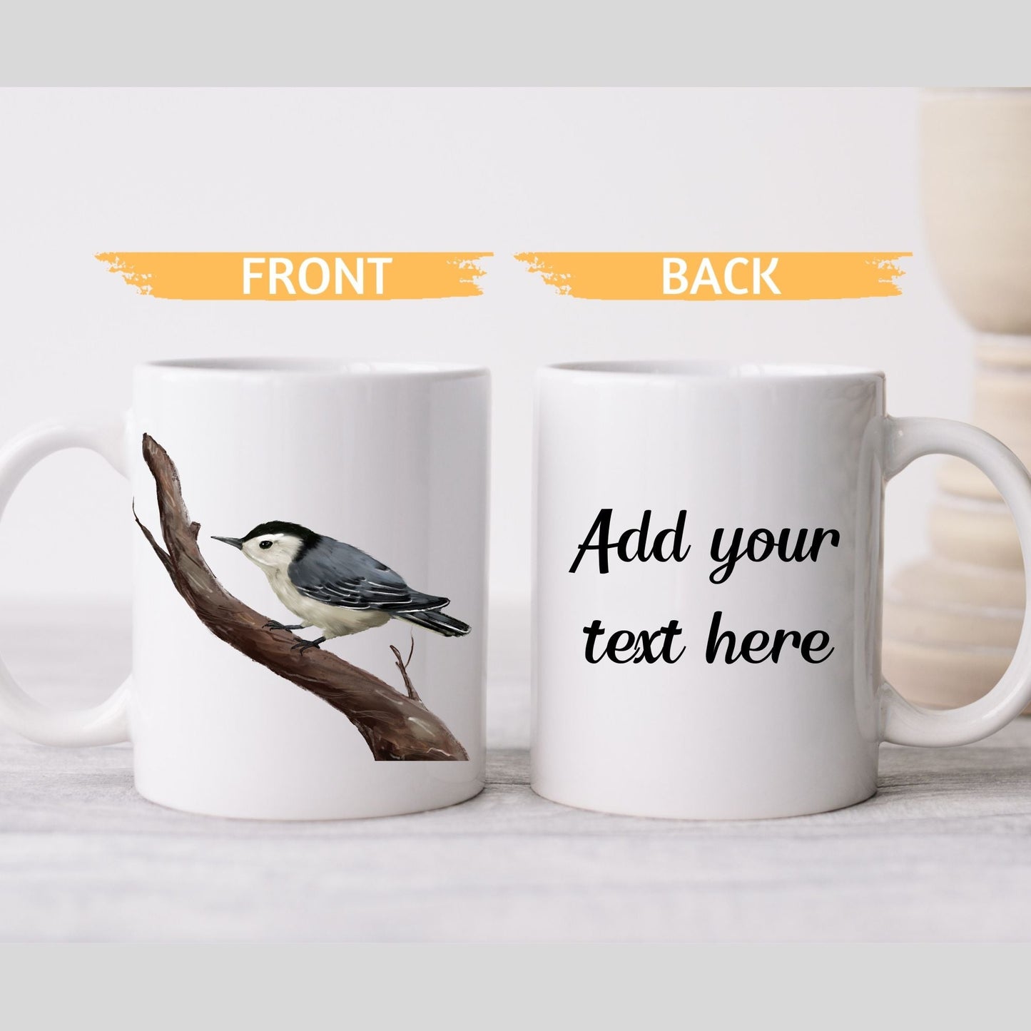 White - Breasted Nuthatch Mug - MerikaArt