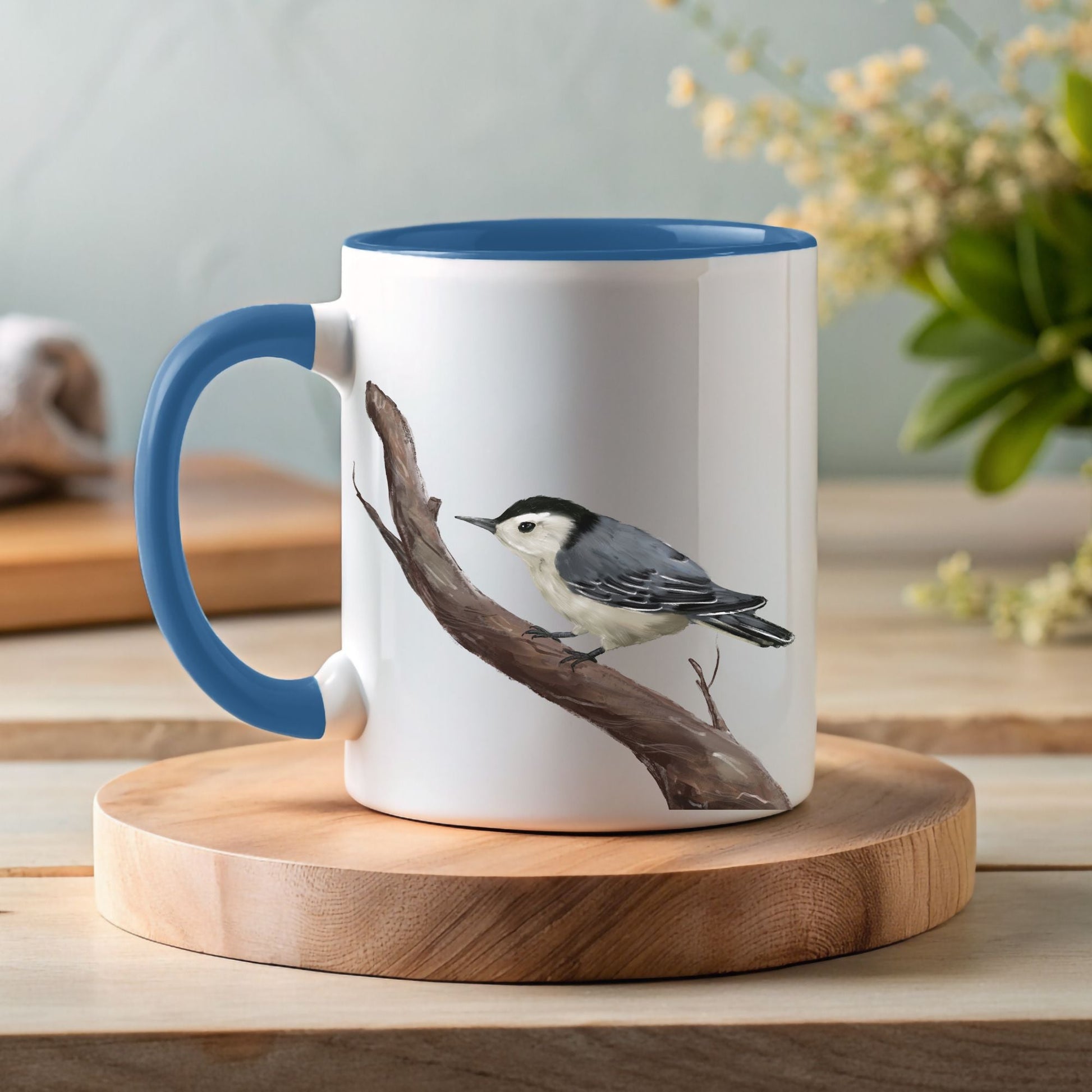 White Breasted Nuthatch Mug - MerikaArt