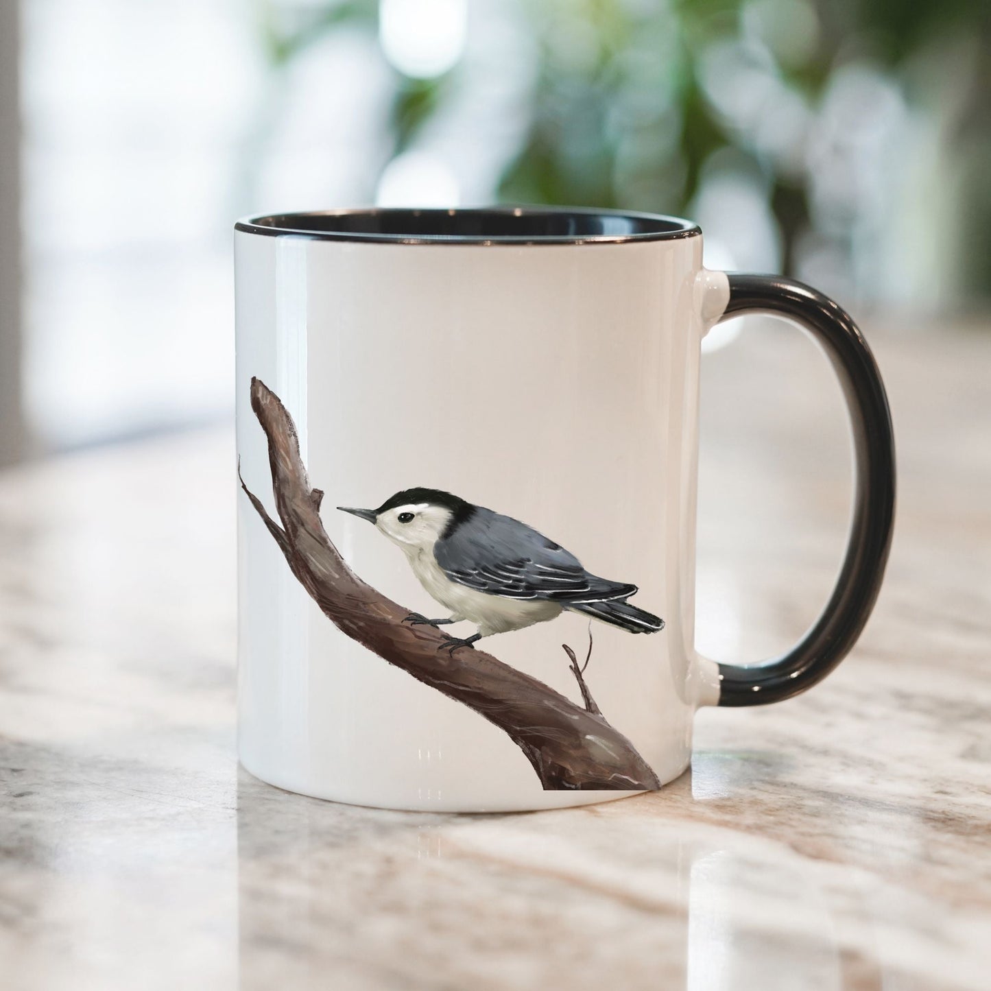 White Breasted Nuthatch Mug - MerikaArt