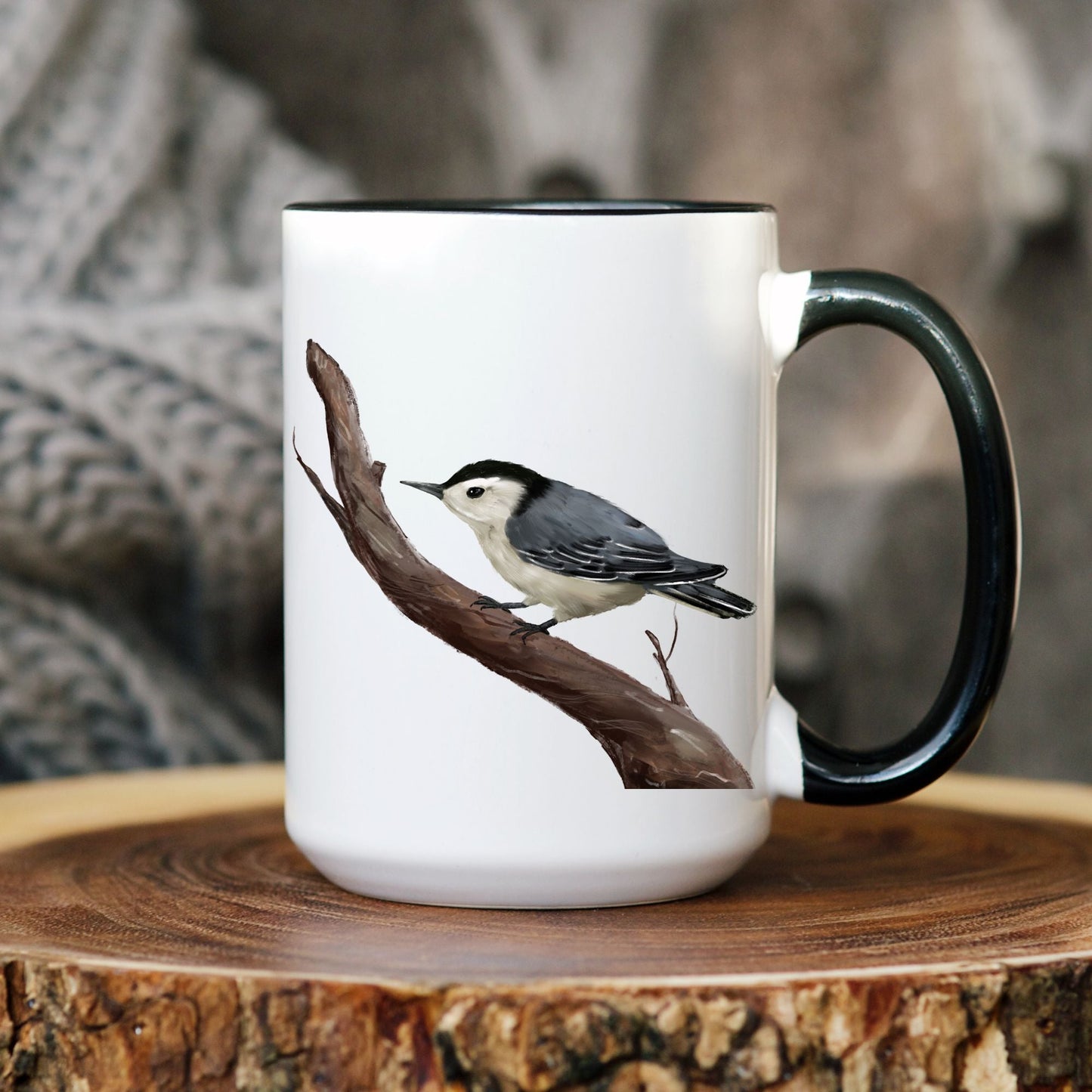 White - Breasted Nuthatch Mug - MerikaArt