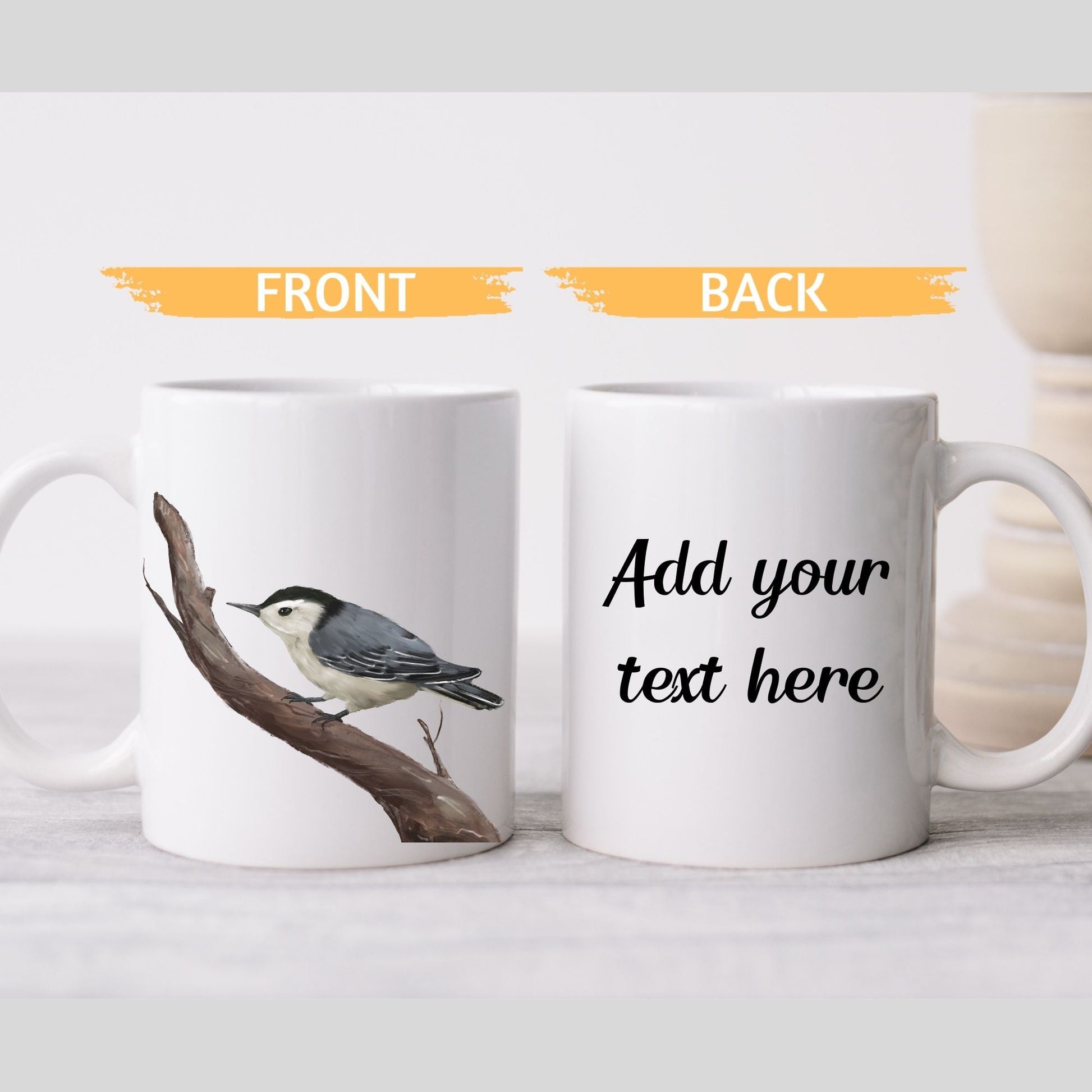 White Breasted Nuthatch Mug - MerikaArt