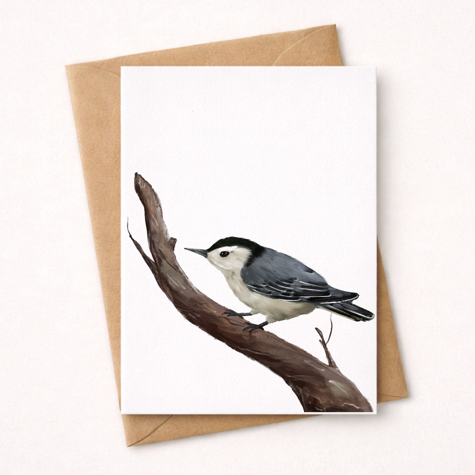 White - breasted Nuthatch Postcard - MerikaArt
