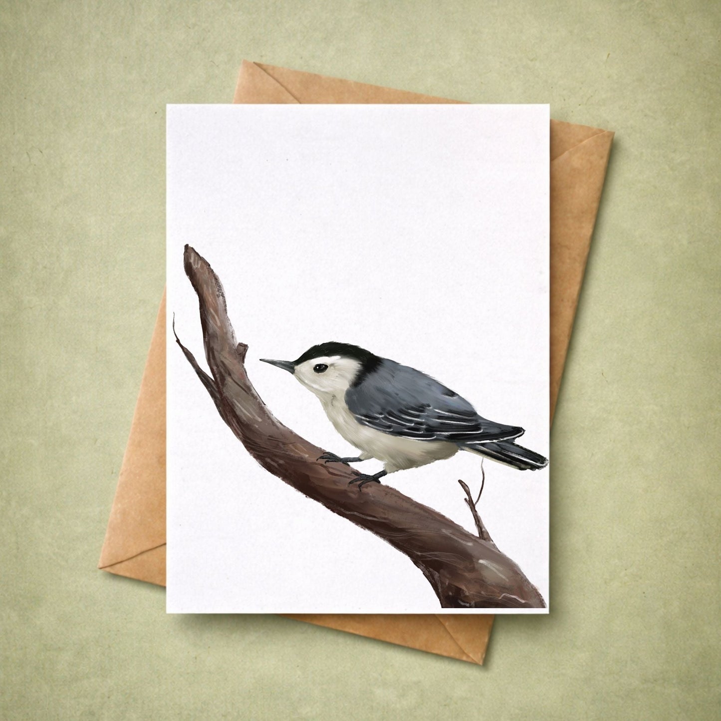White - breasted Nuthatch Postcard - MerikaArt