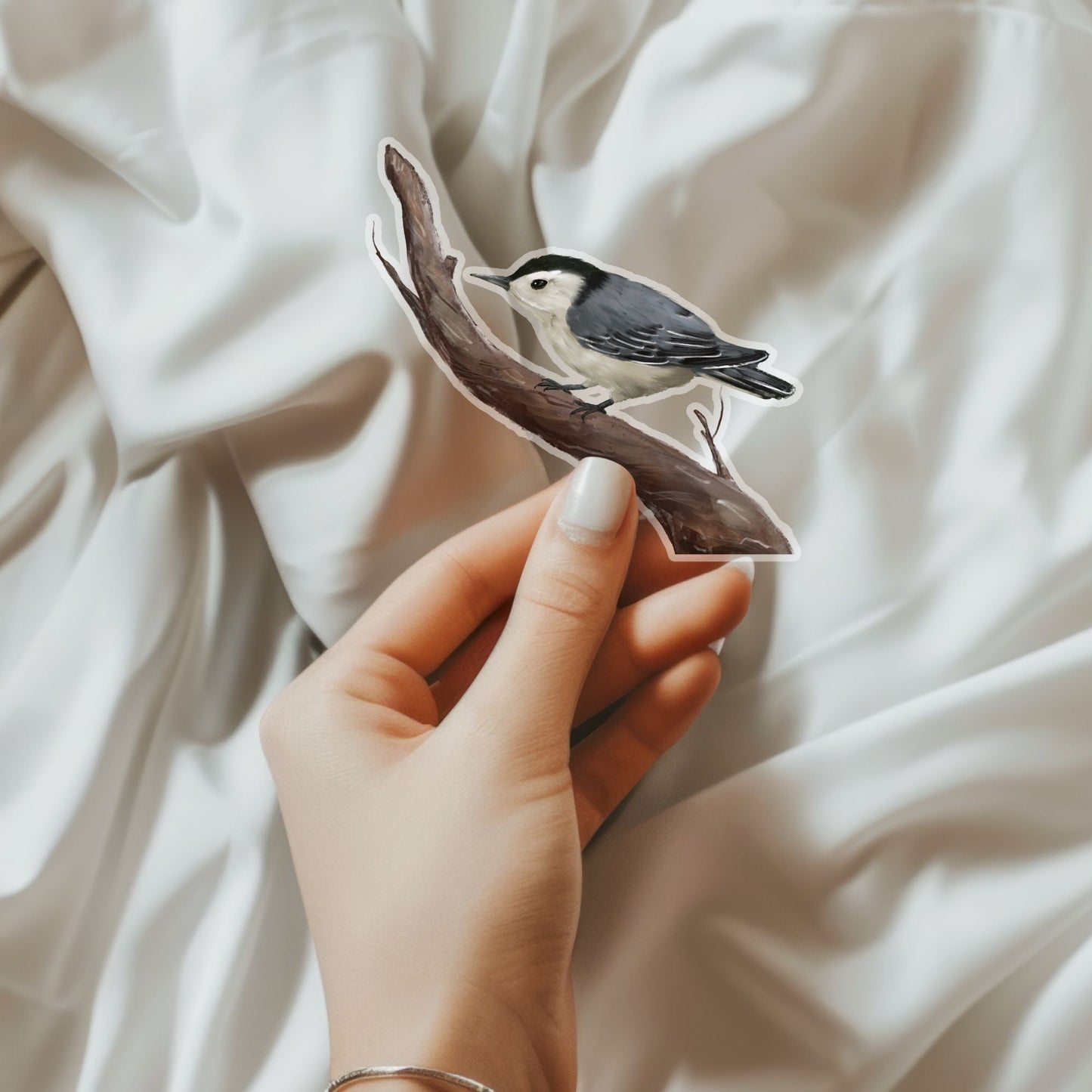 White - breasted Nuthatch Sticker - MerikaArt