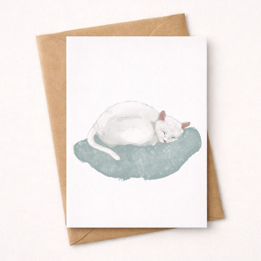 White Cat Postcard - MerikaArt