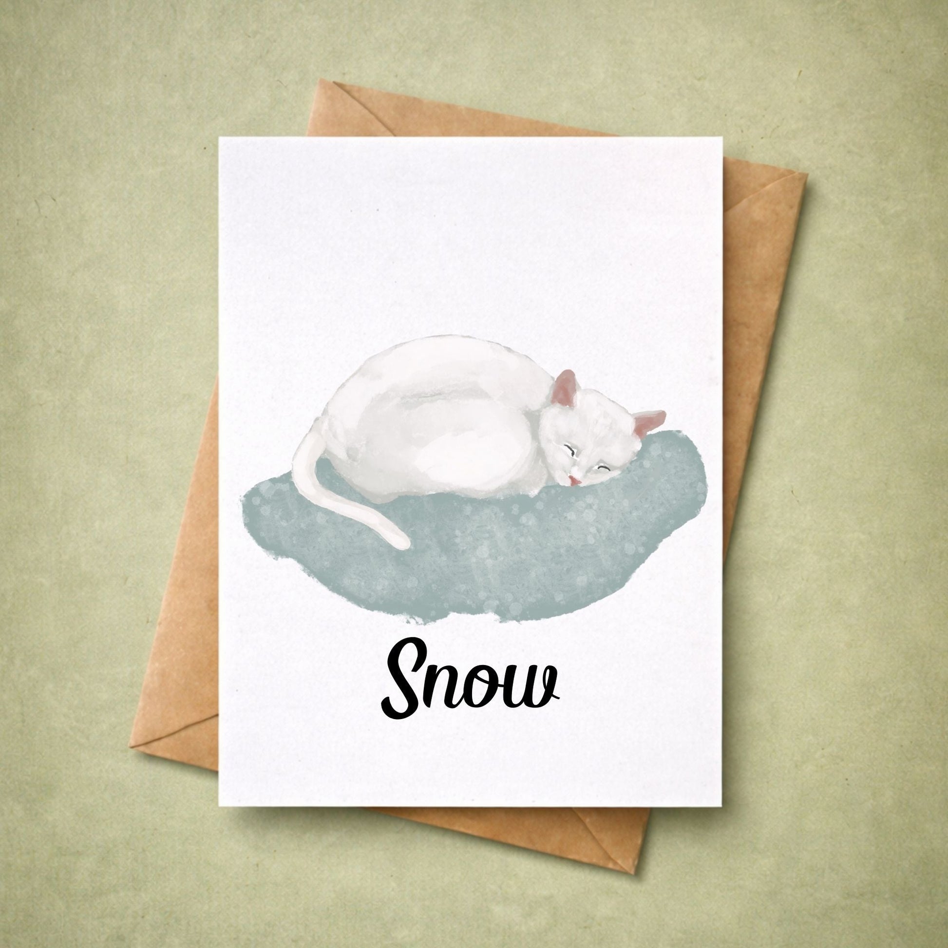 White Cat Postcard - MerikaArt