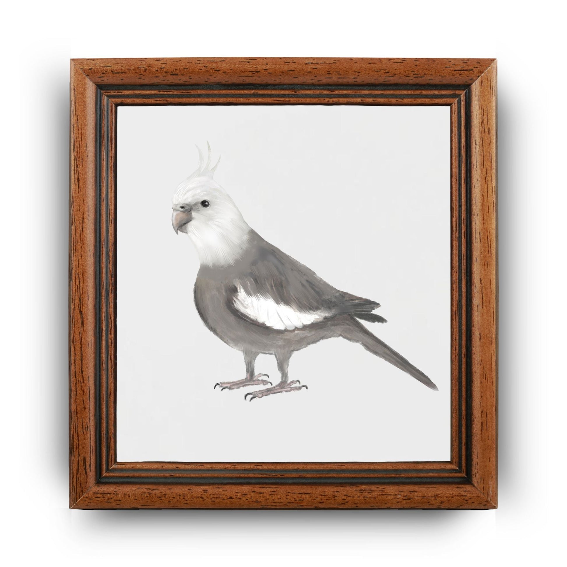 White Cockatiel Ceramic Tile – Handcrafted Bird Artwork - MerikaArt