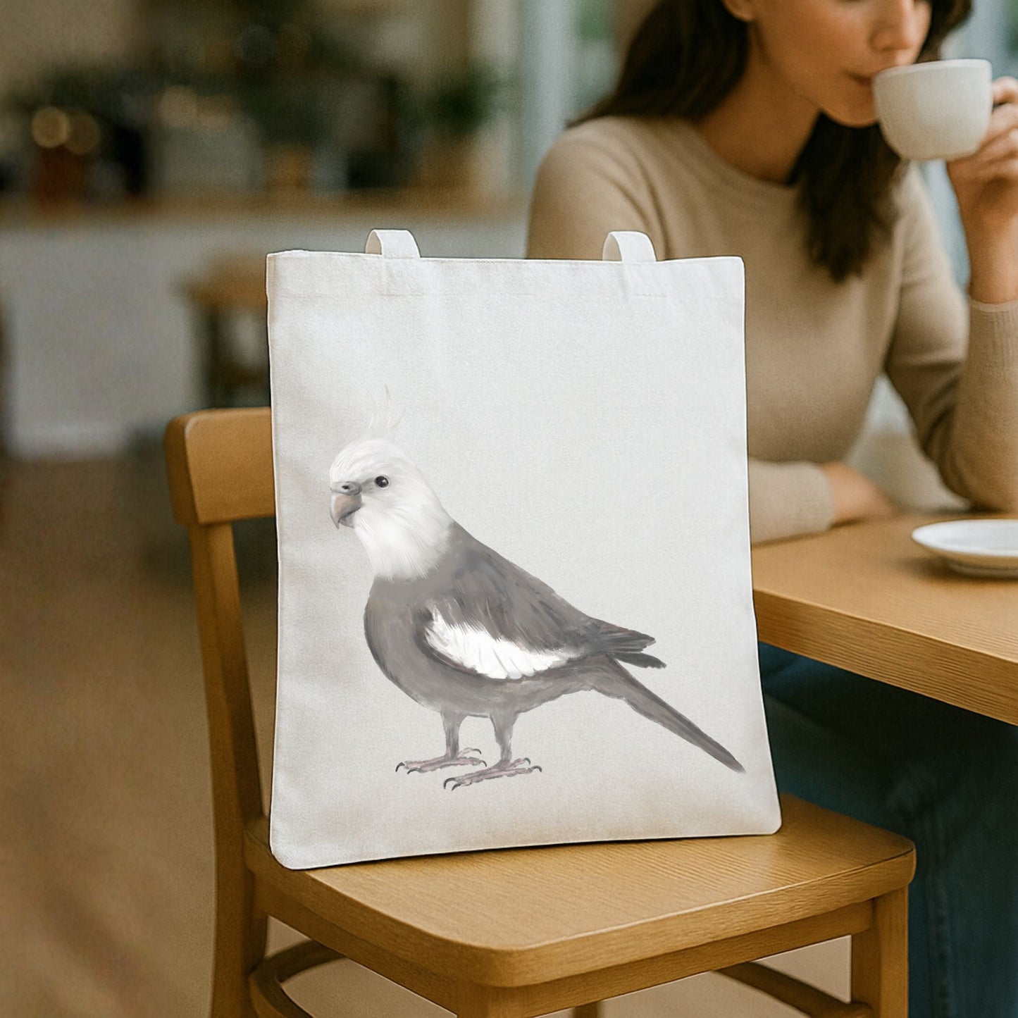 White Faced Cockatiel Canvas Tote Bag - MerikaArt