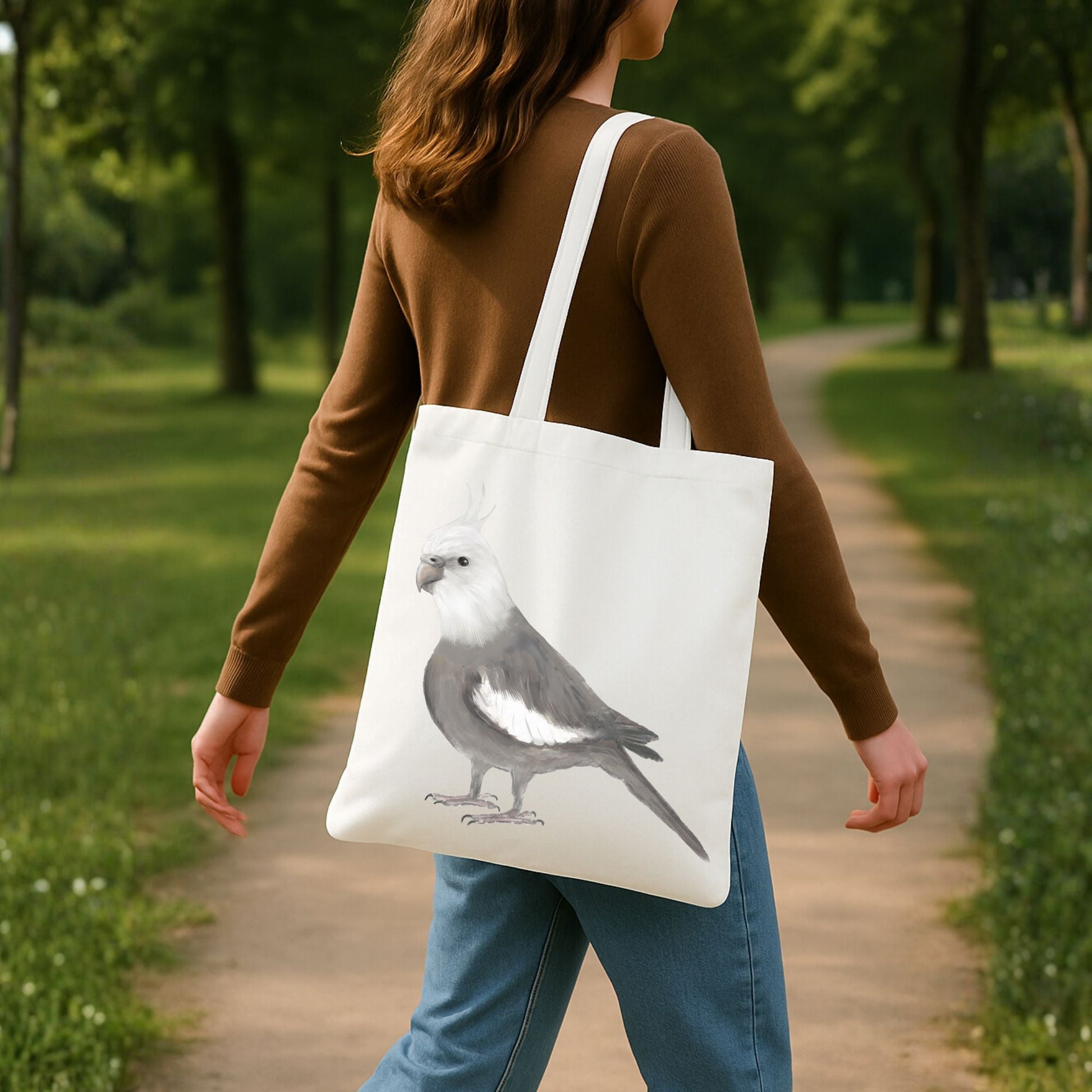 White Faced Cockatiel Canvas Tote Bag - MerikaArt