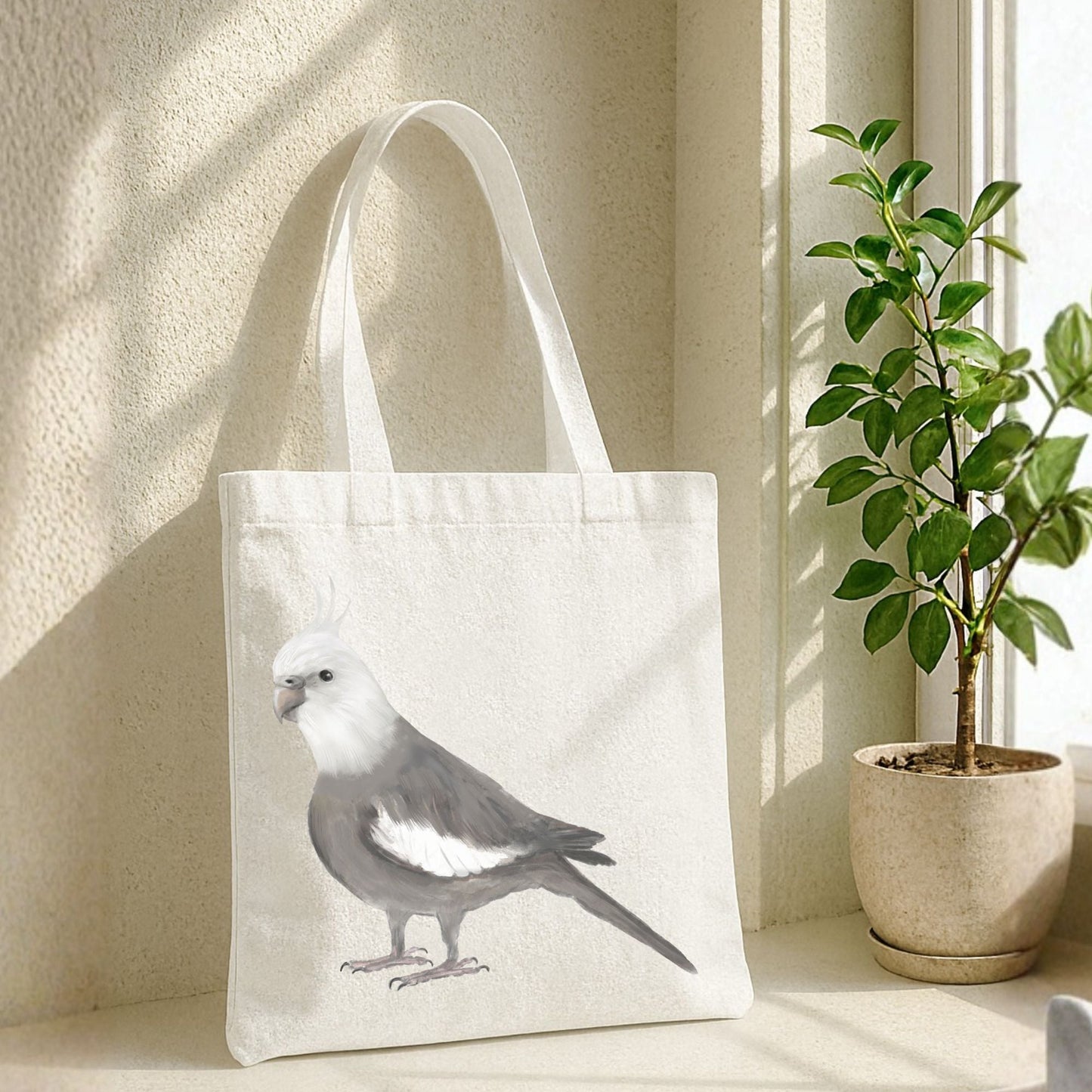 White Faced Cockatiel Canvas Tote Bag - MerikaArt