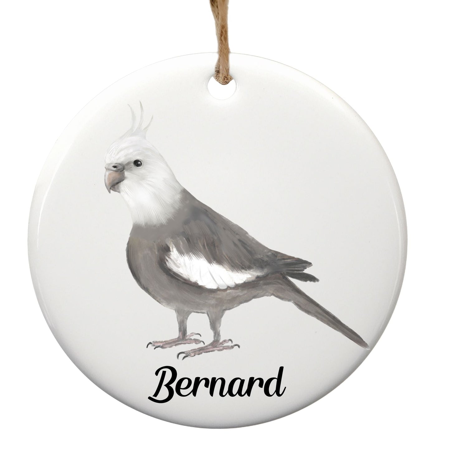White - Faced Cockatiel Ceramic Ornament - MerikaArt