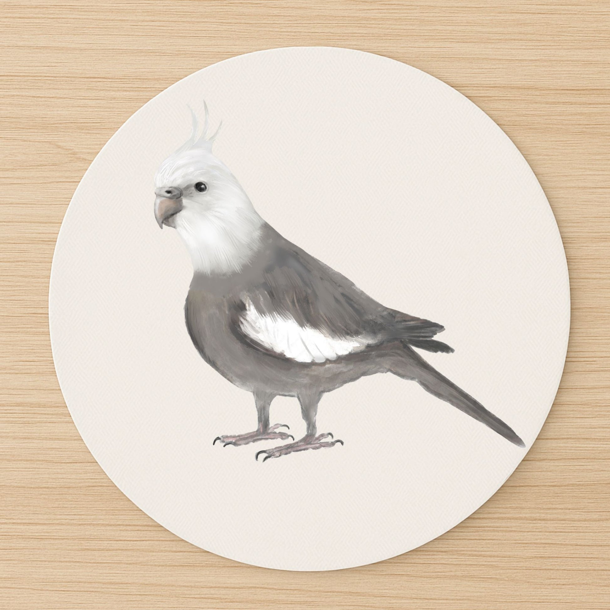 White - Faced Cockatiel Mousepad - MerikaArt