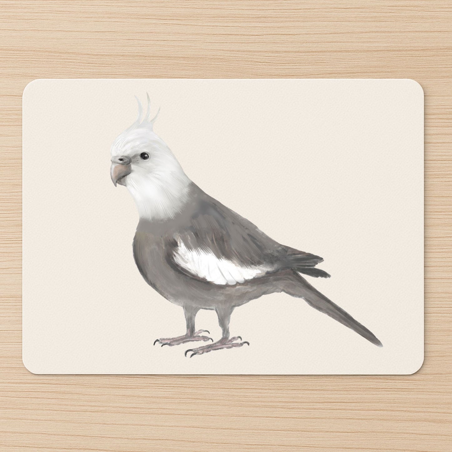 White - Faced Cockatiel Mousepad - MerikaArt