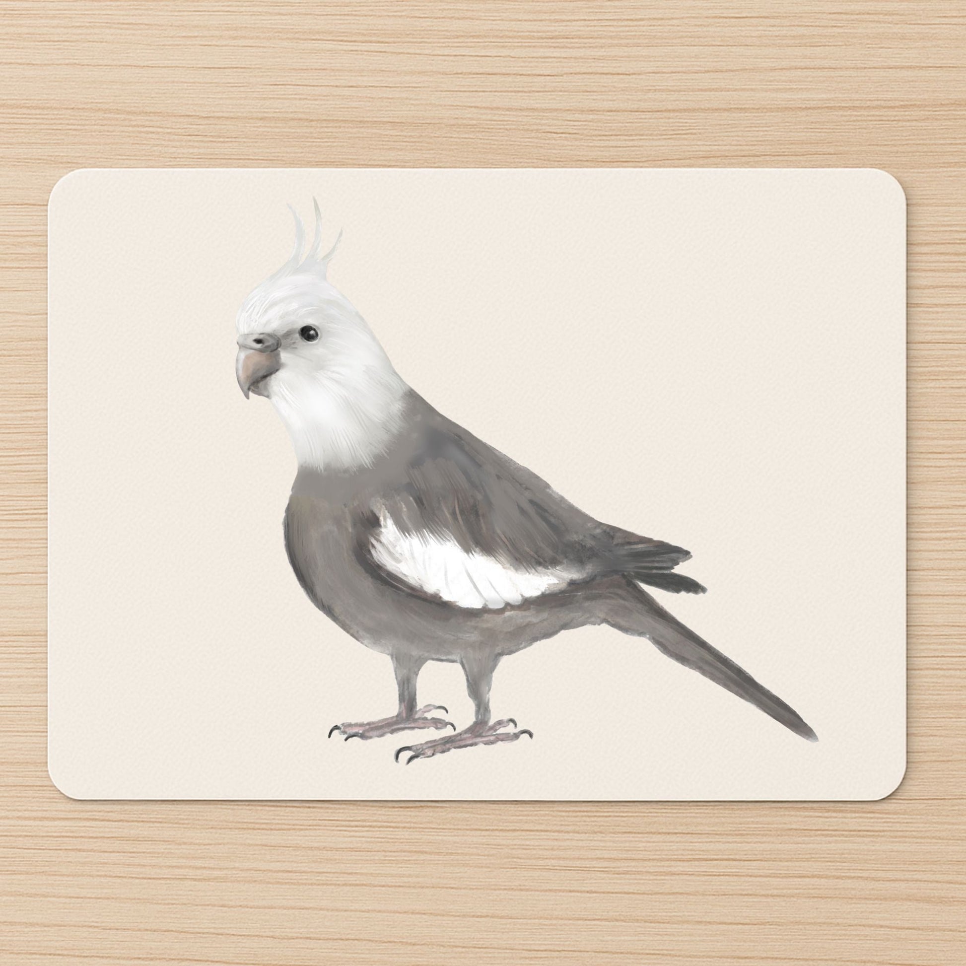 White - Faced Cockatiel Mousepad - MerikaArt