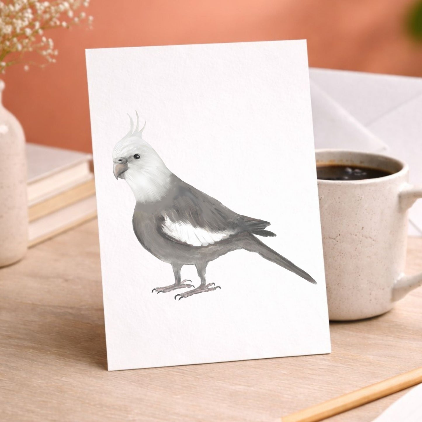 White Faced Cockatiel Postcard - MerikaArt