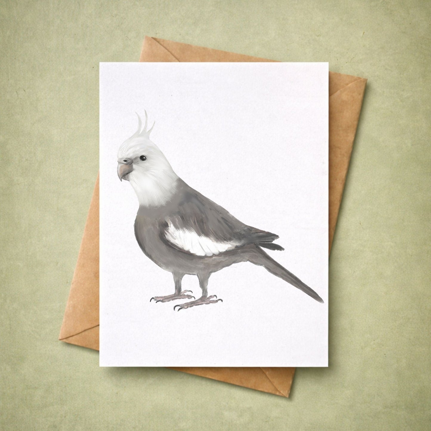 White Faced Cockatiel Postcard - MerikaArt