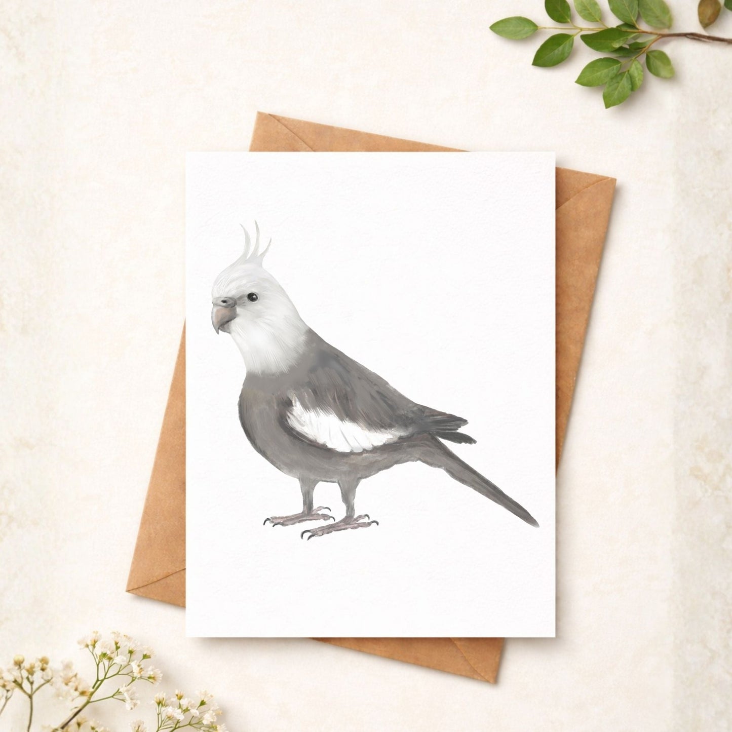 White Faced Cockatiel Postcard - MerikaArt