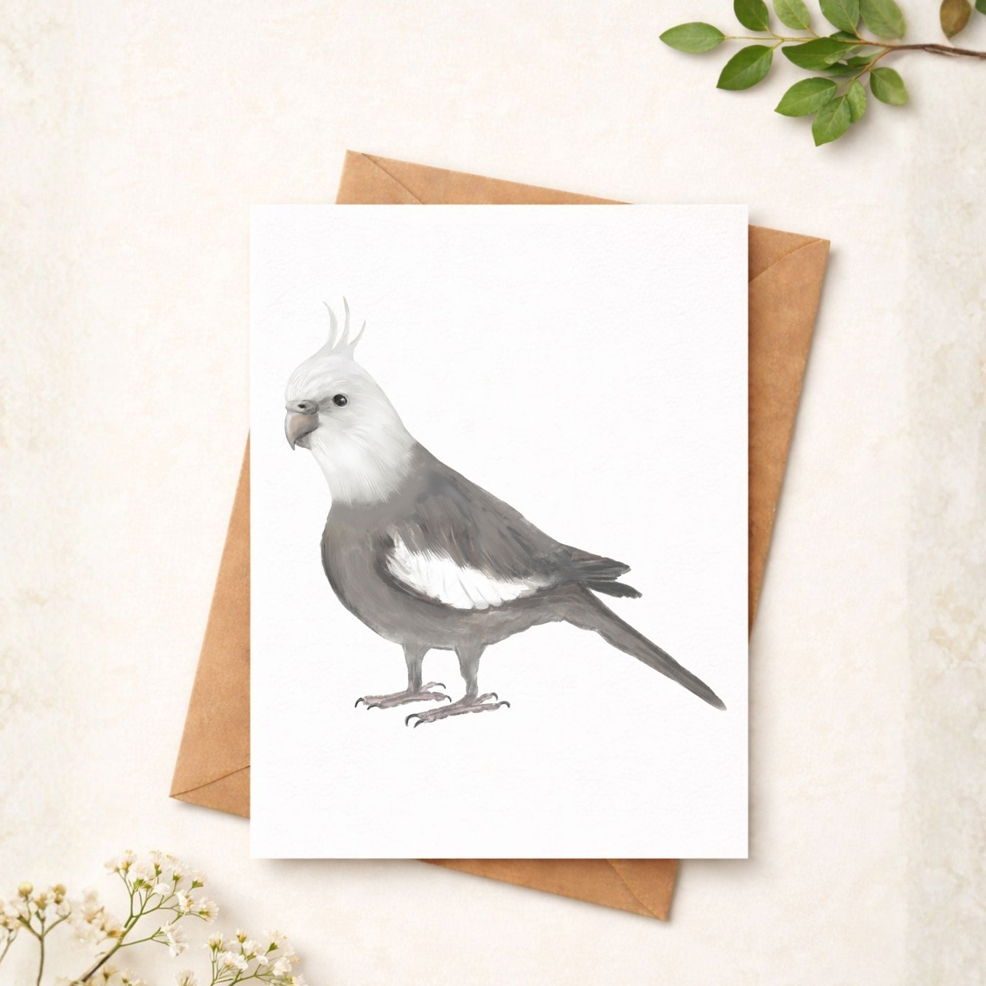 White Faced Cockatiel Postcard - MerikaArt