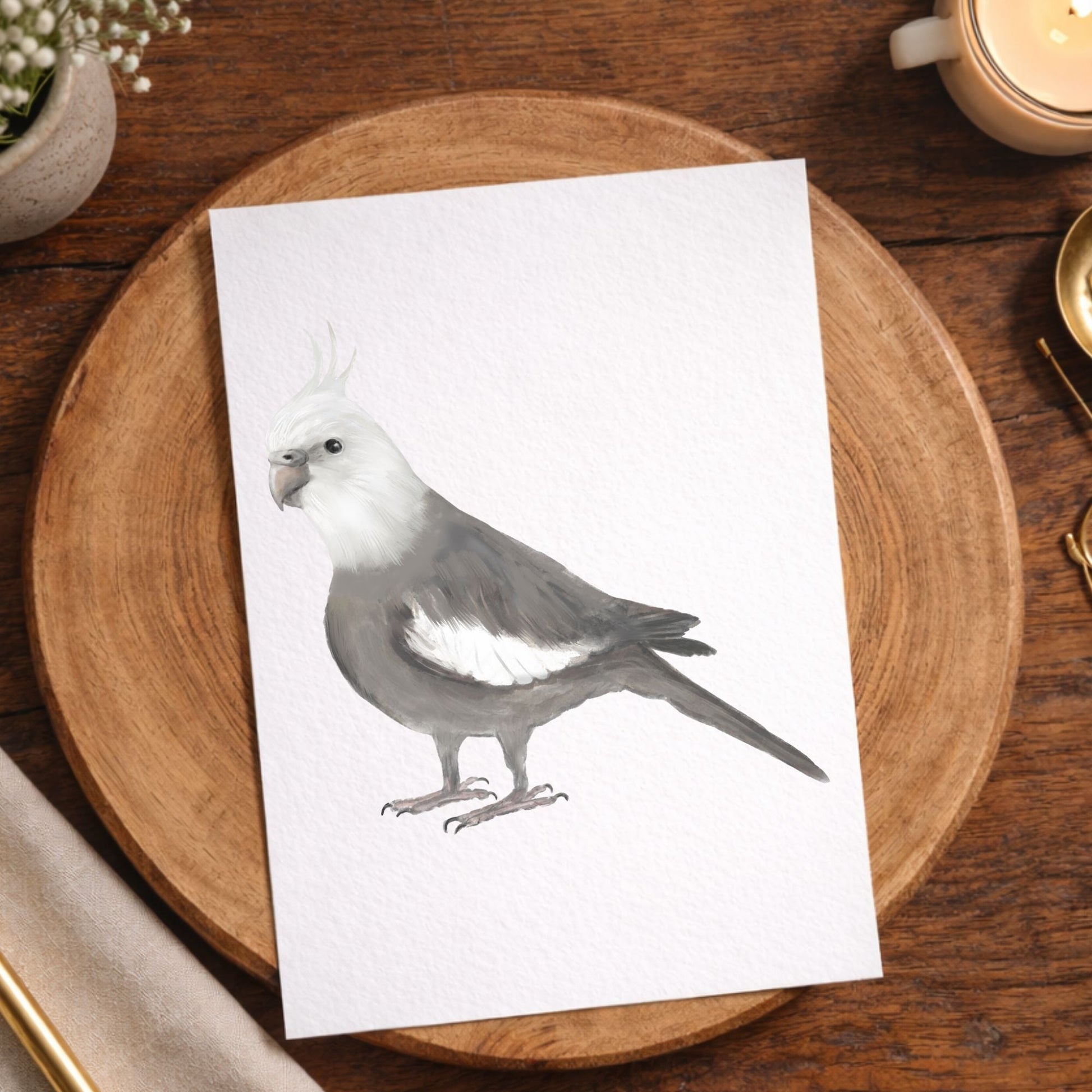 White Faced Cockatiel Postcard - MerikaArt